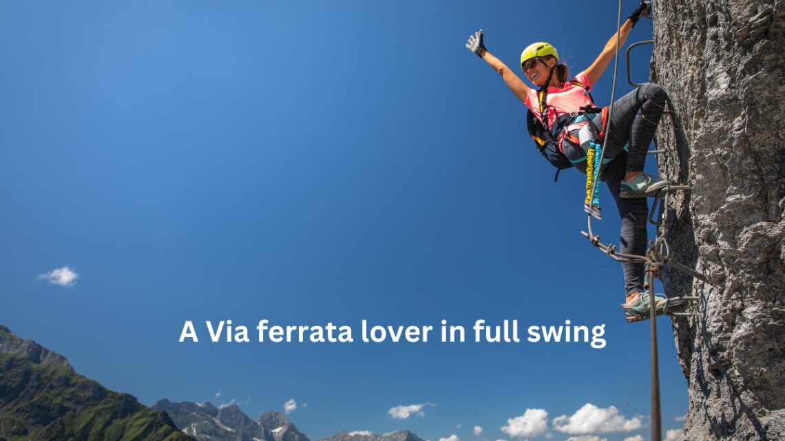 A via ferrata lover in full swing.