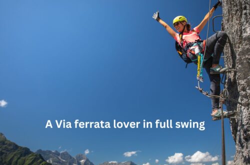 A via ferrata lover in full swing.